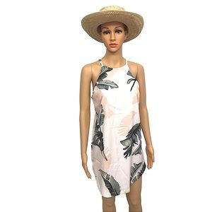 New Summer Floral Print Halter Beach Tunic dress M